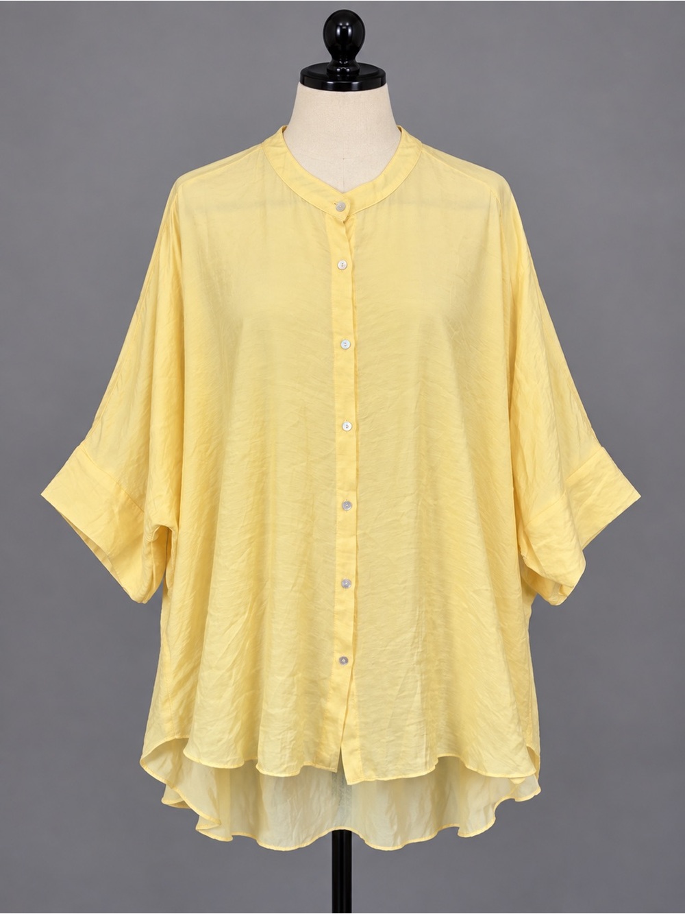 Yellow Oversized Button Front Tunic Blouse GiGiO Large